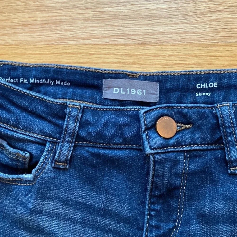 DL1961 Chloe Denim Jeans Preston Wash Raw Distressed Released Hem‎ Like New 10